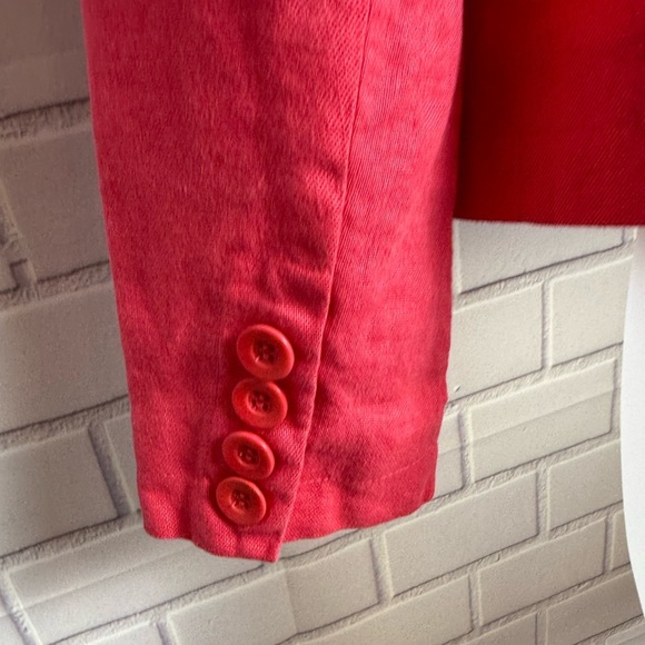 TALBOTS Coral Red Cropped linen Blazer with Classic Lapel/size 2P - Picture 10 of 12